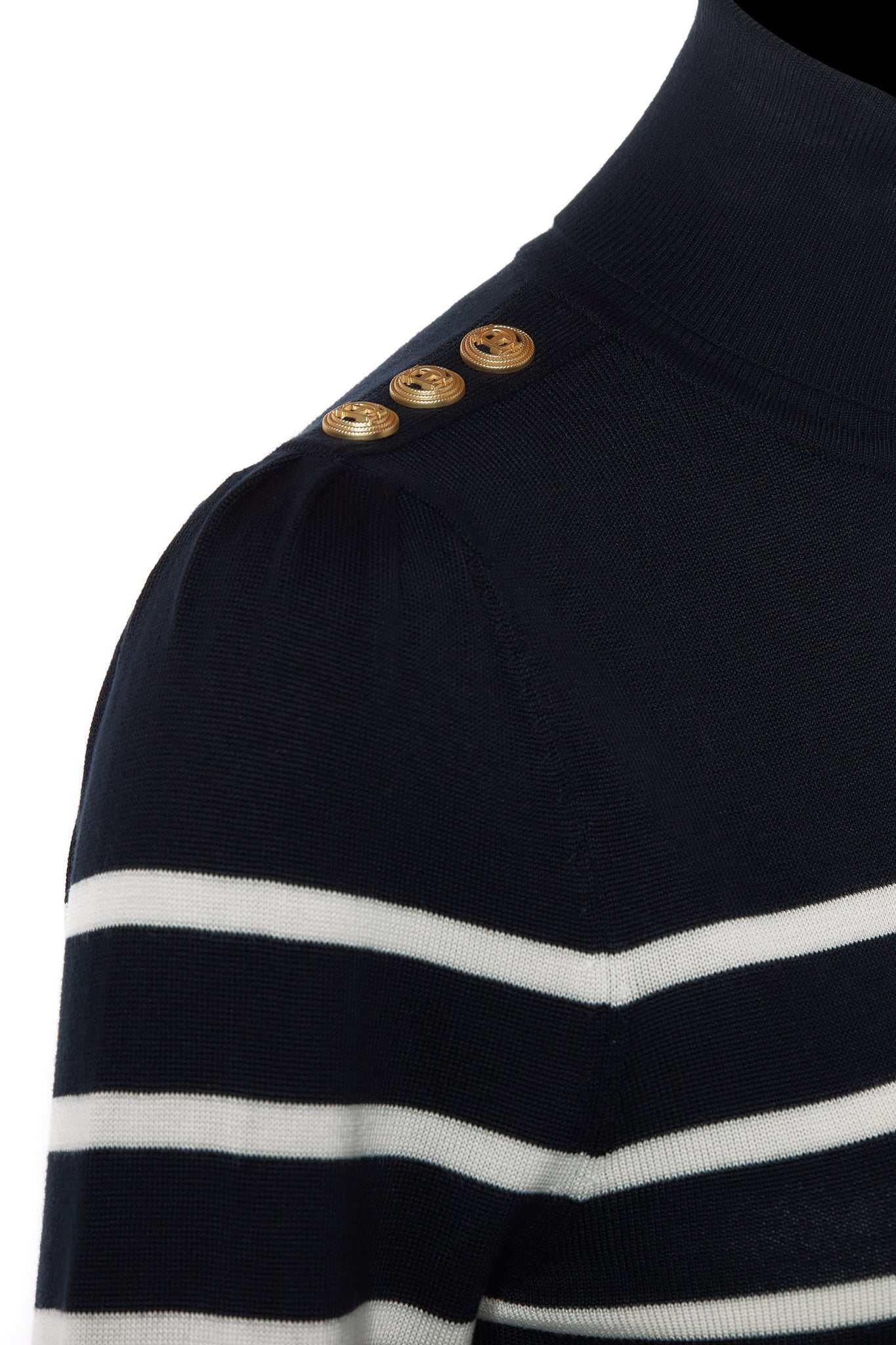 Kelsie Roll Neck Knit (Ink Navy Natural Stripe)