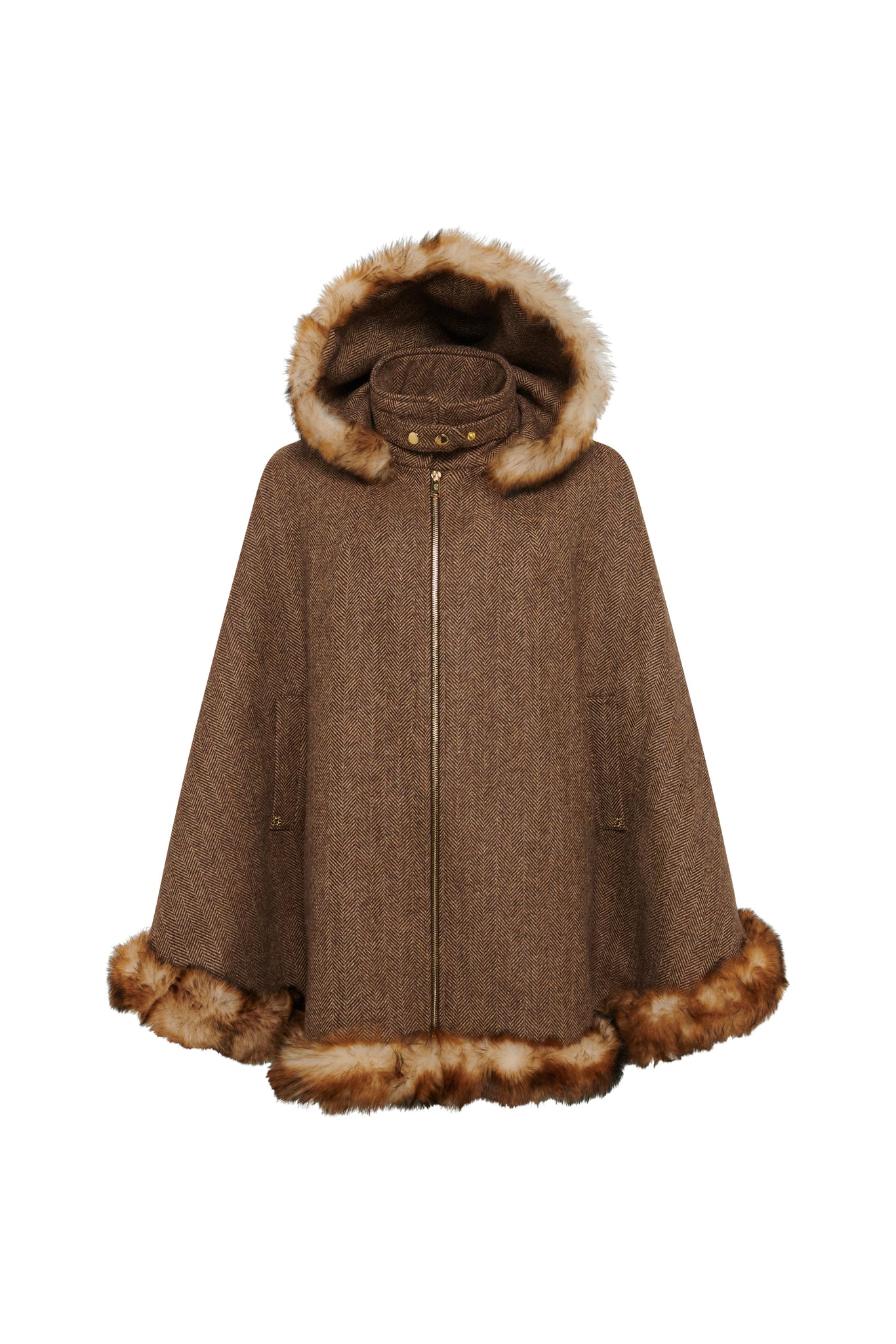 Kensington Gold Label Cape (Large Scale Brown Herringbone)