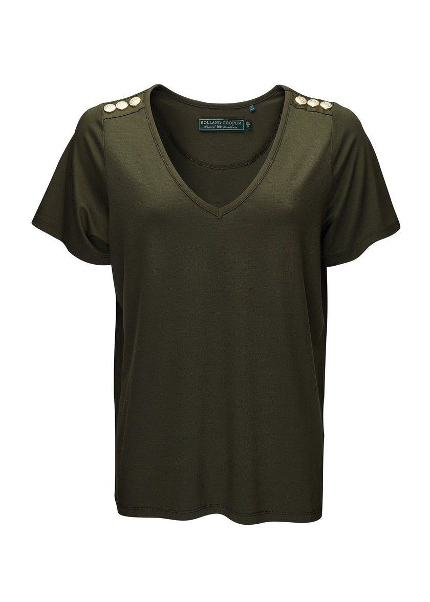 Relax Fit V-Neck Tee (Khaki)