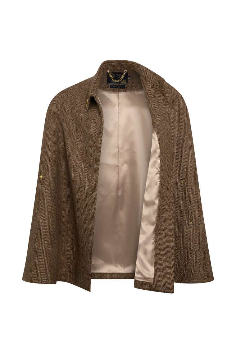 Knightsbridge Cape (Large Scale Brown Herringbone)