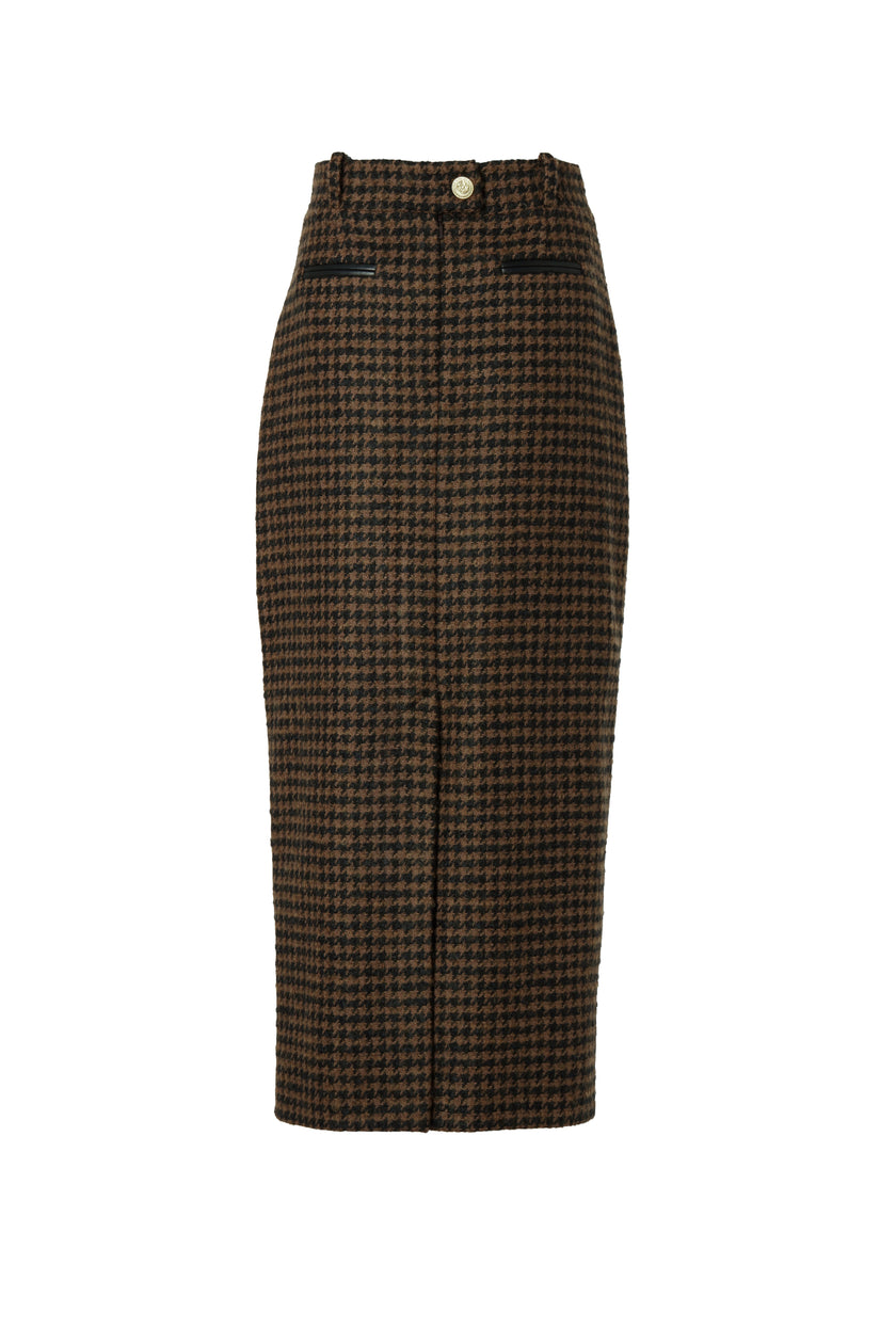 Knightsbridge Maxi Skirt (Chocolate Houndstooth)