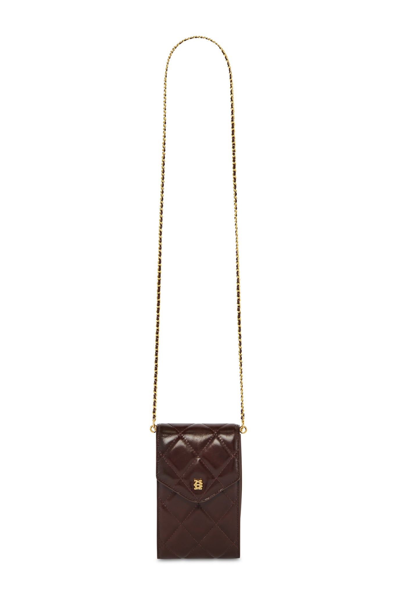 Knightsbridge Quilted Phone Pouch (Chestnut Leather)