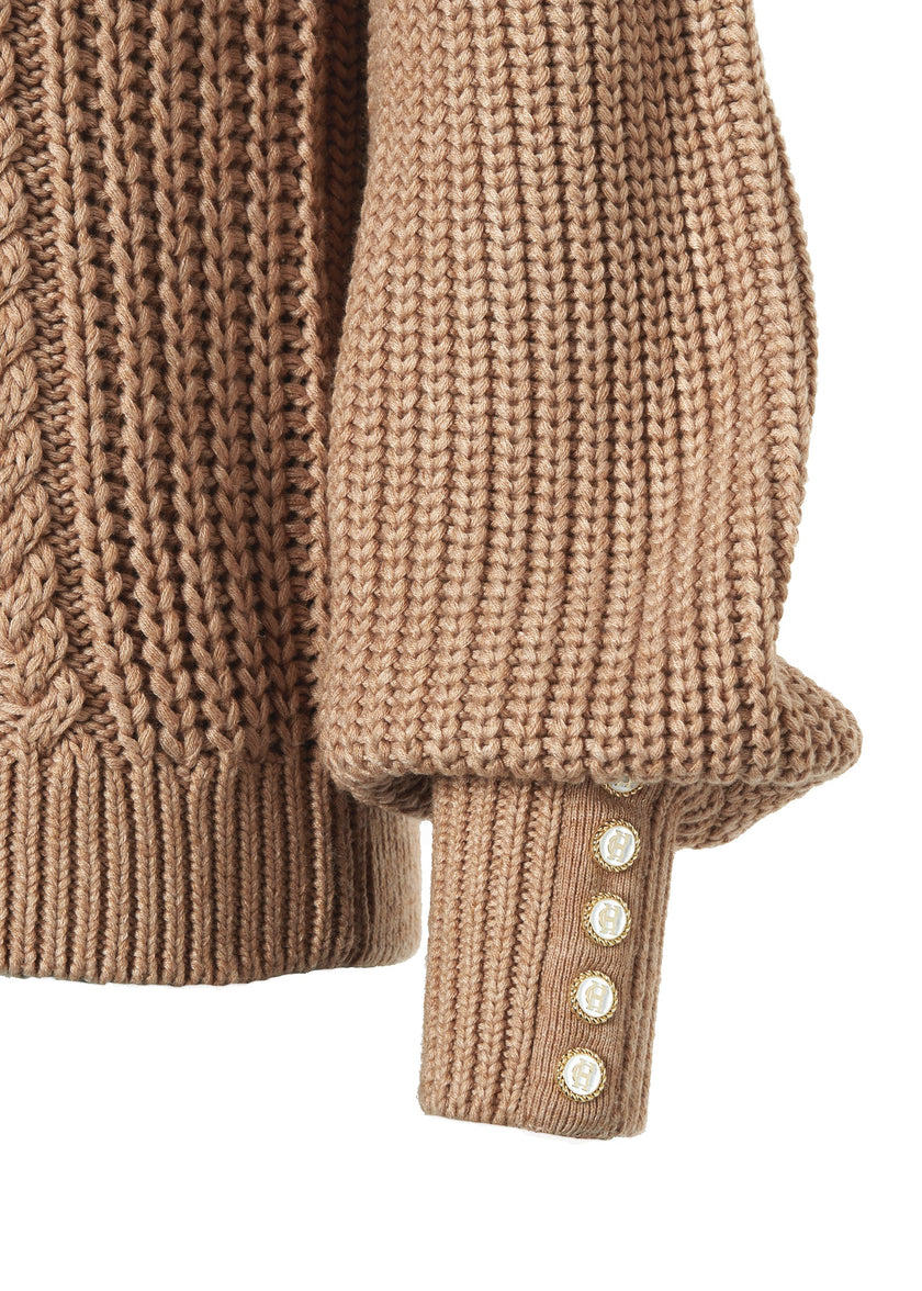 Corded Roll Neck Knit (Camel)