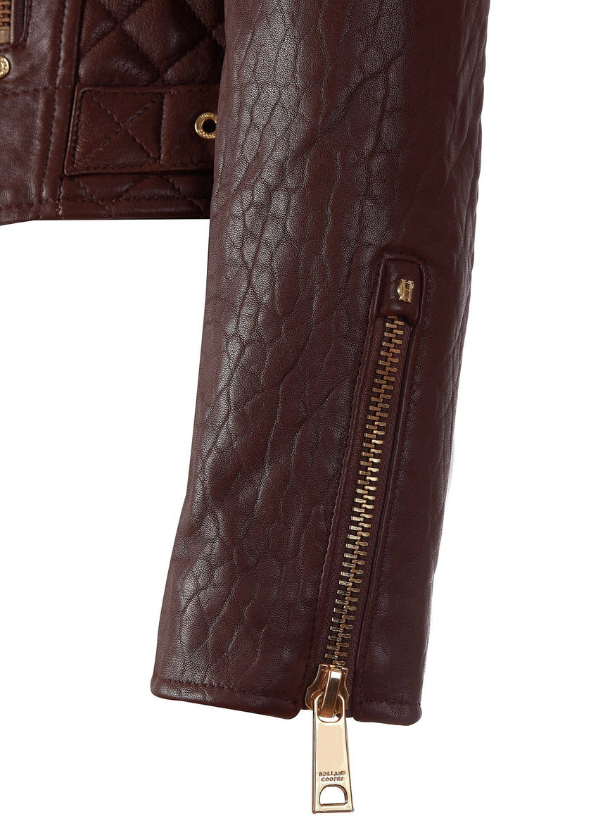 Leather Biker Jacket (Chocolate)