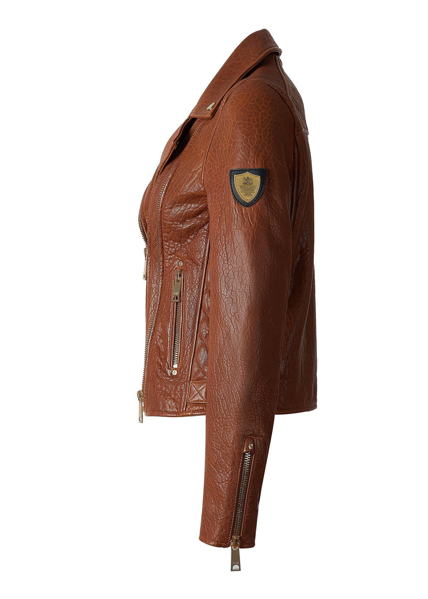 Leather Biker Jacket (Tan)