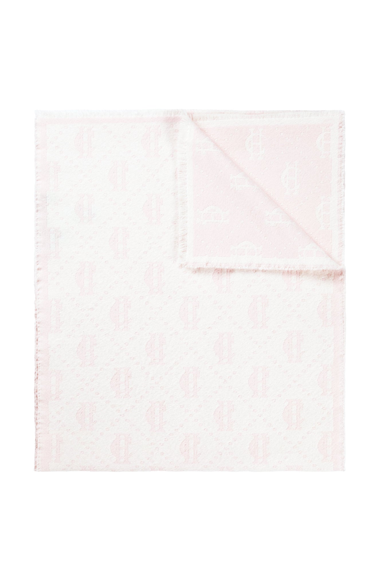 Lightweight Monogram Scarf (Cream Soft Pink)