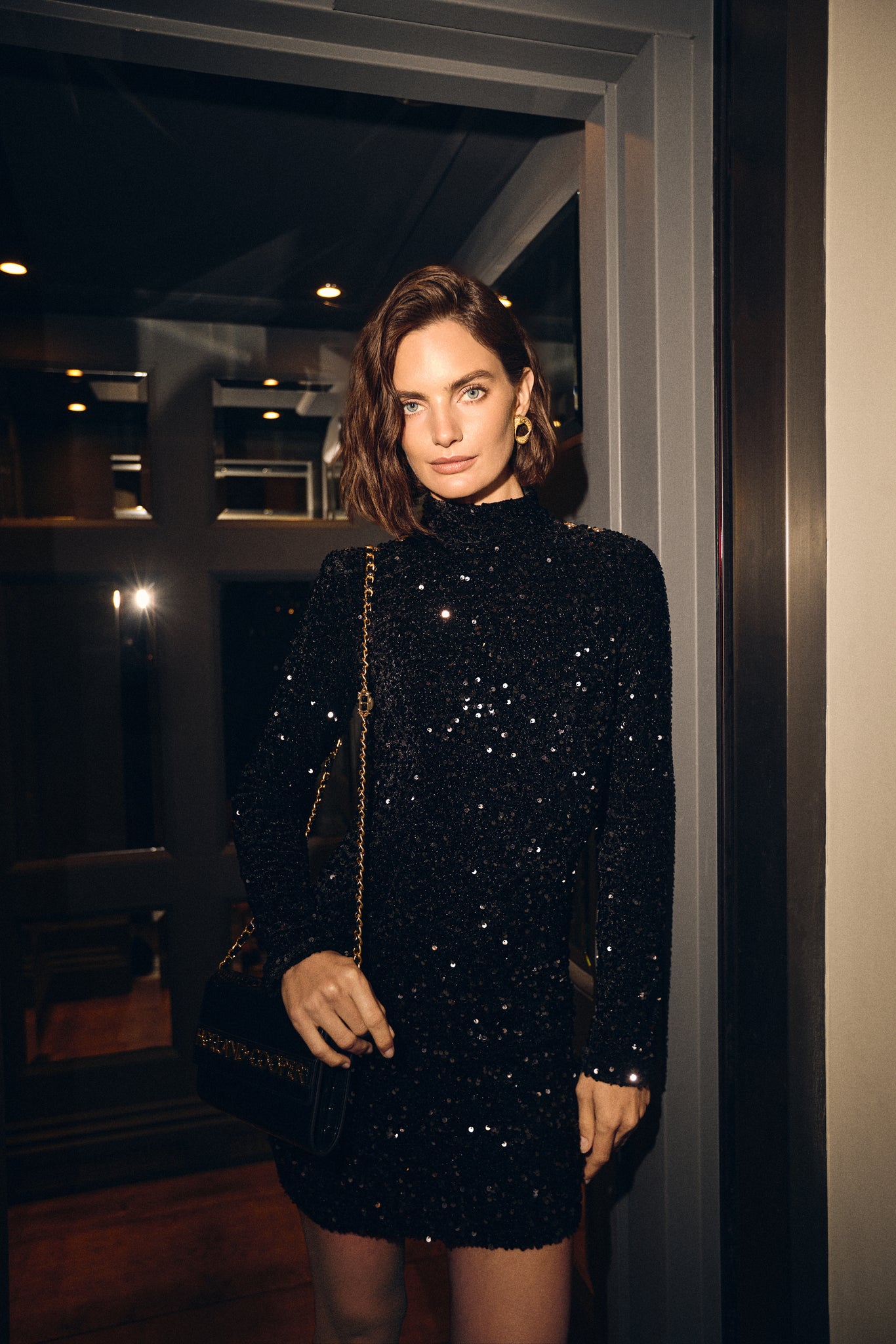 Cara Sequin Mini Dress (Black Sequin)