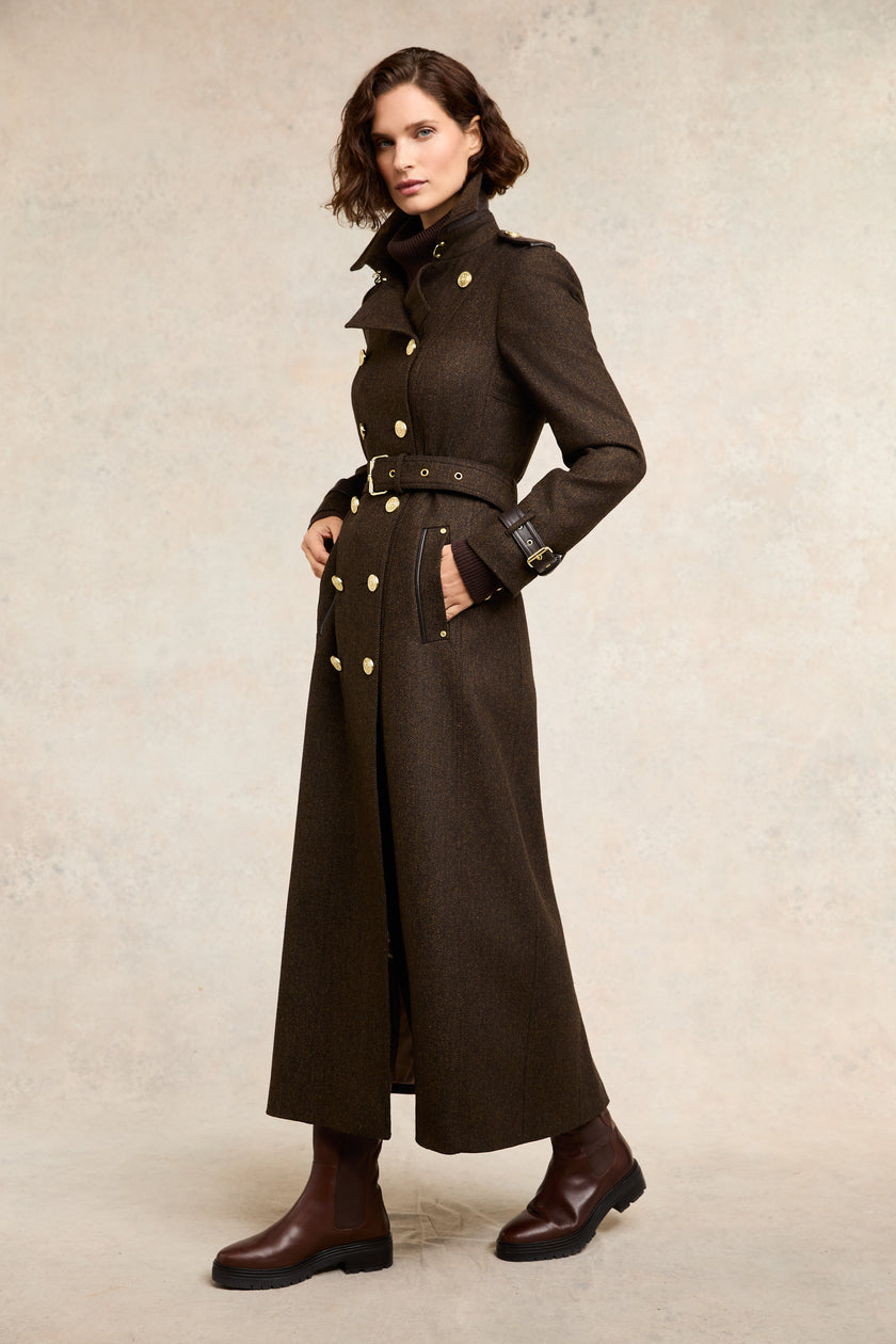 Full Length Marlborough Trench Coat (Chocolate Herringbone)