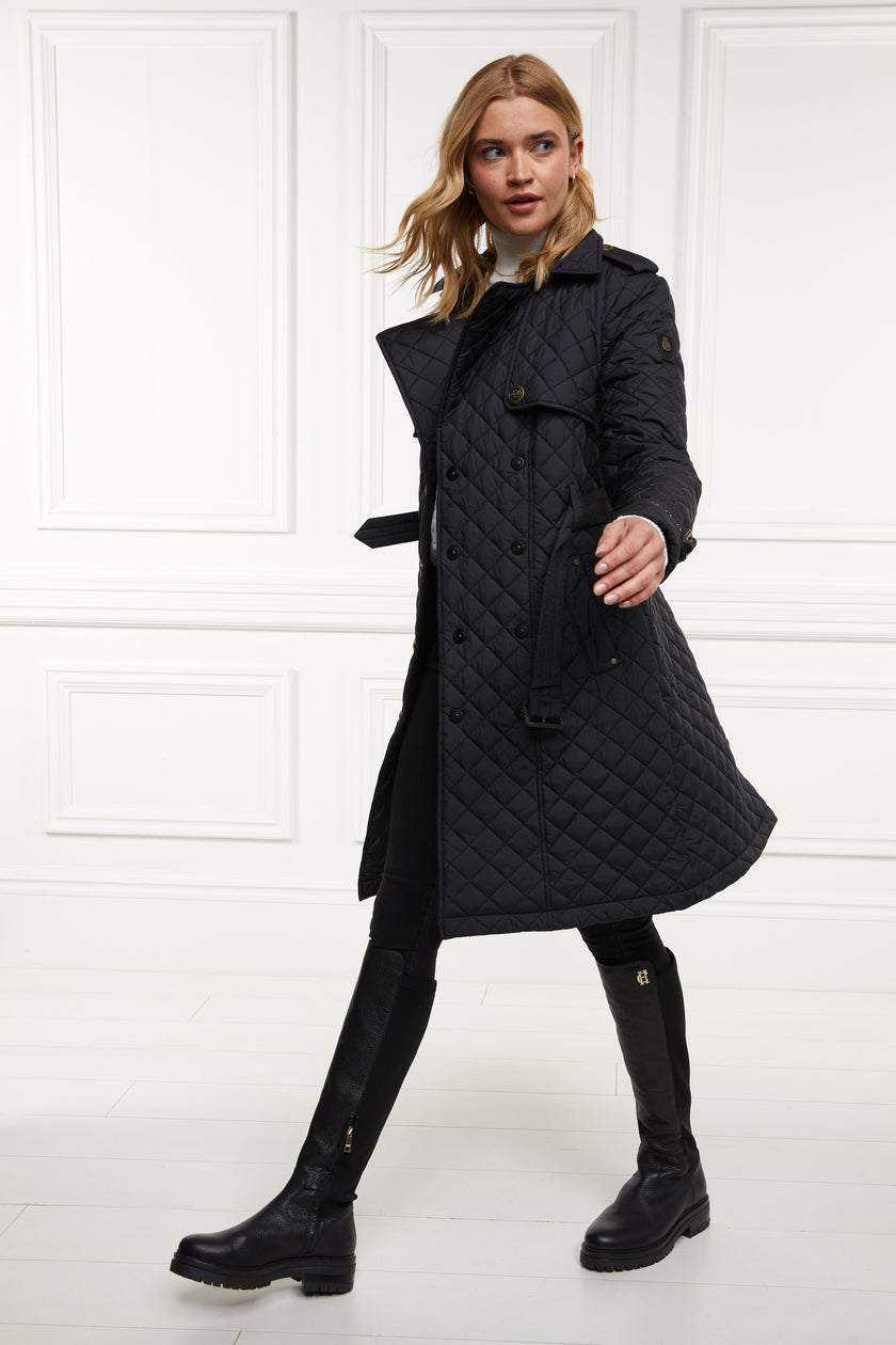 Grayson Quilted Trench Coat (Black)