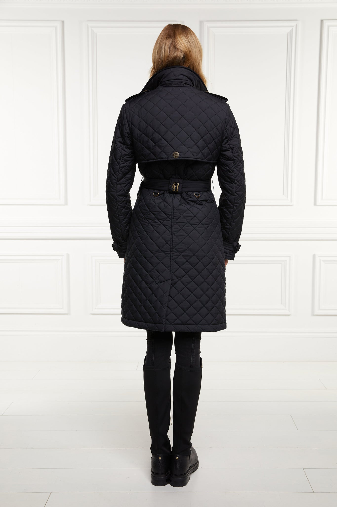 Grayson Quilted Trench Coat (Black)