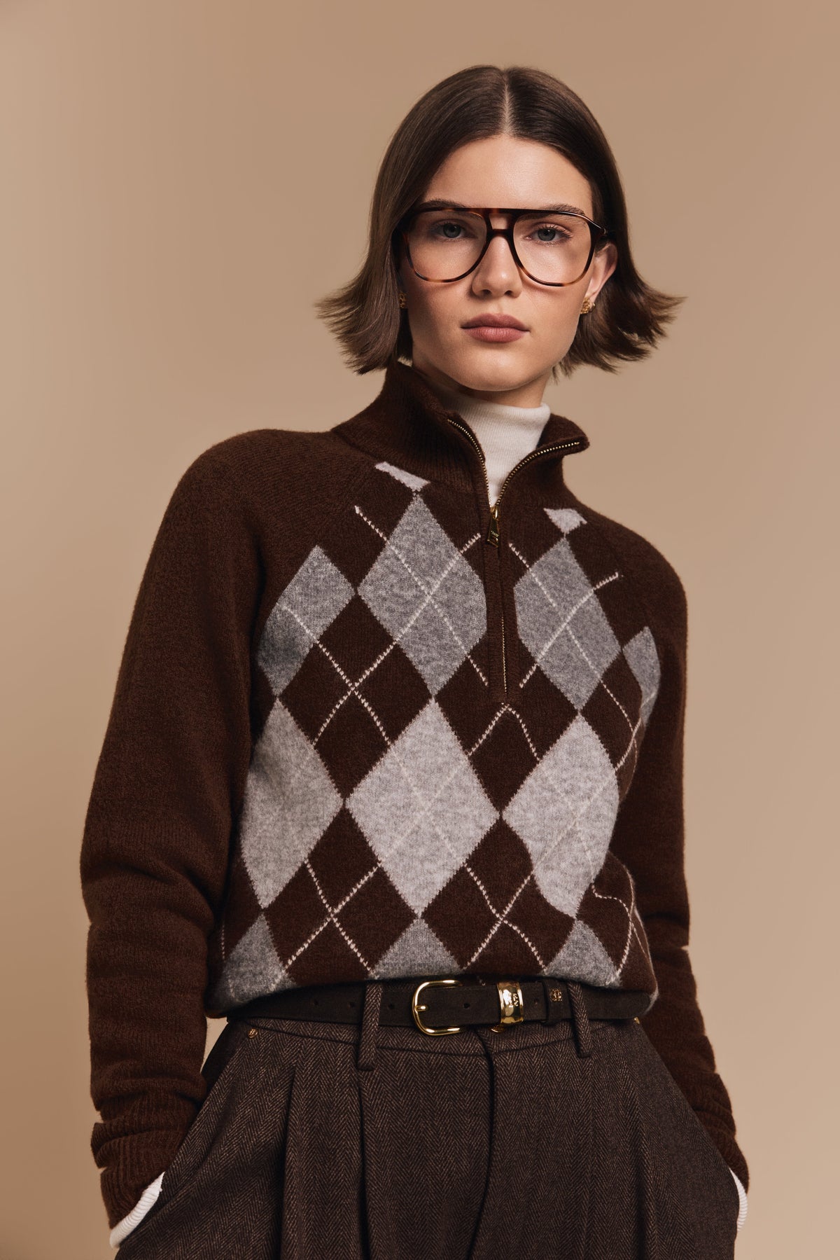 Oakmont Quarter Zip Knit (Chocolate)