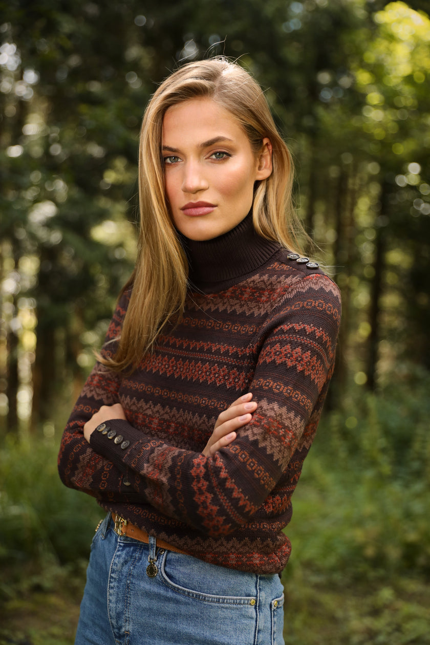 Bredon Roll Neck Knit (Chocolate)