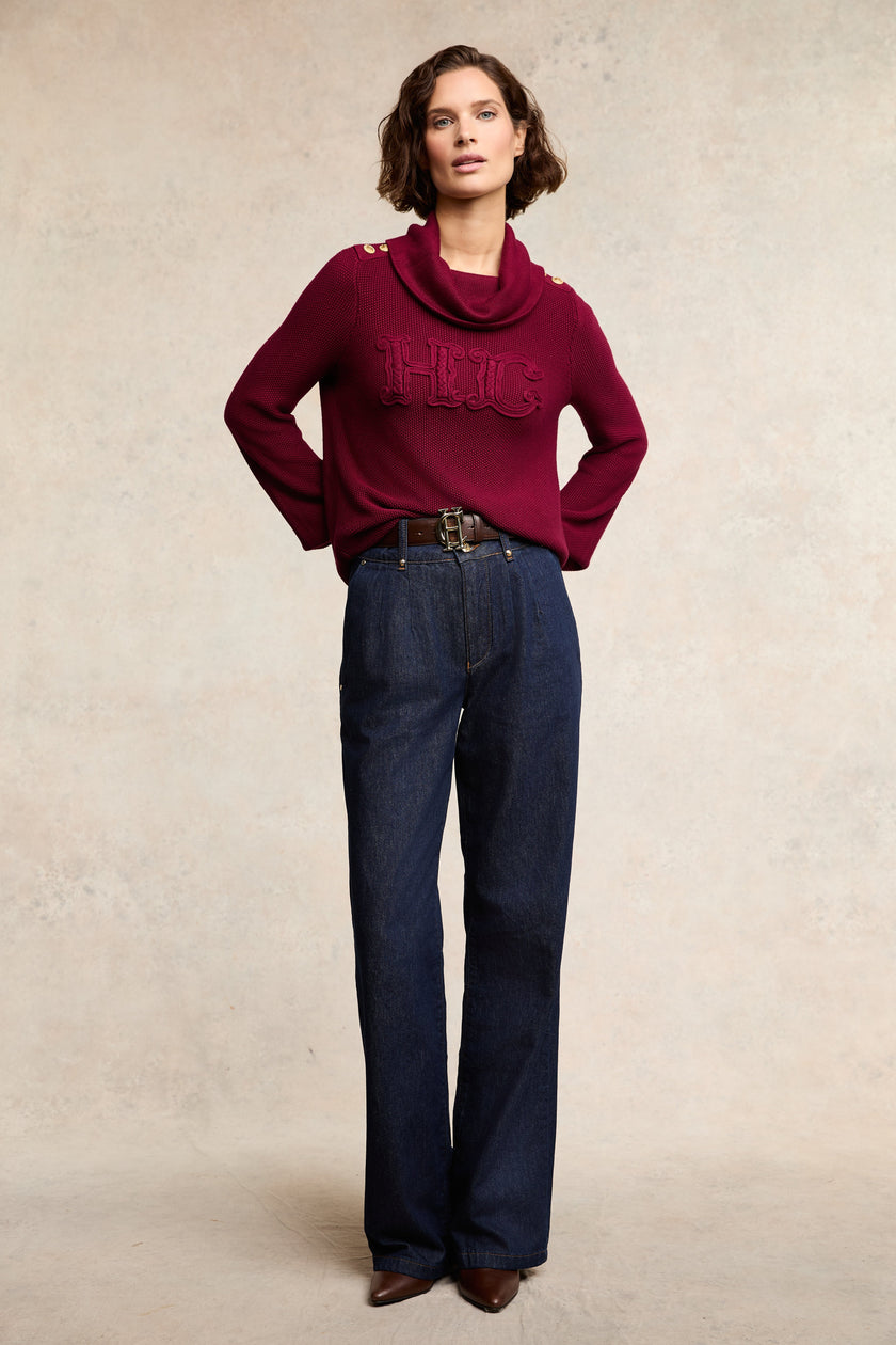 Daisy Roll Neck Knit (Wine)