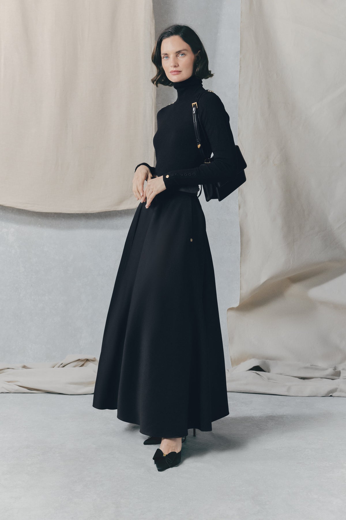360 Maxi Circle Skirt (Black Barathea)