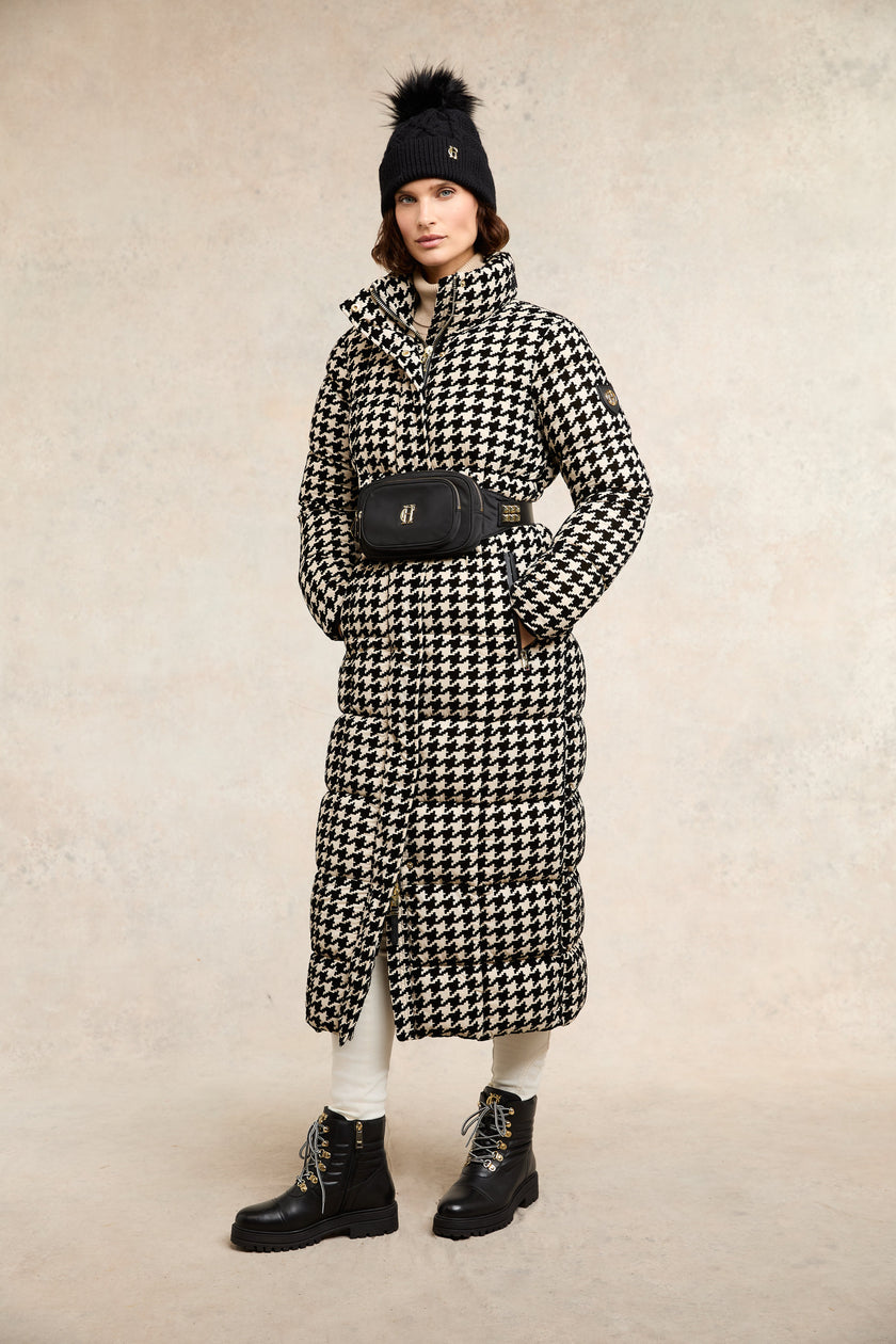 Crawford Longline Coat (Ecru Houndstooth)