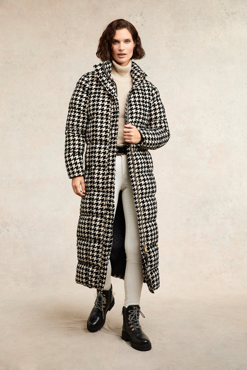 Crawford Longline Coat (Ecru Houndstooth)