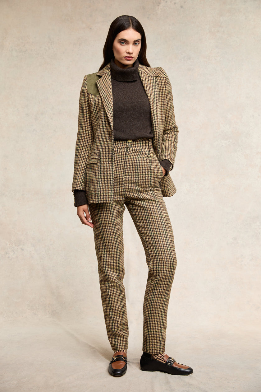 High Waisted Peg Trouser (Hailes Green Tweed)