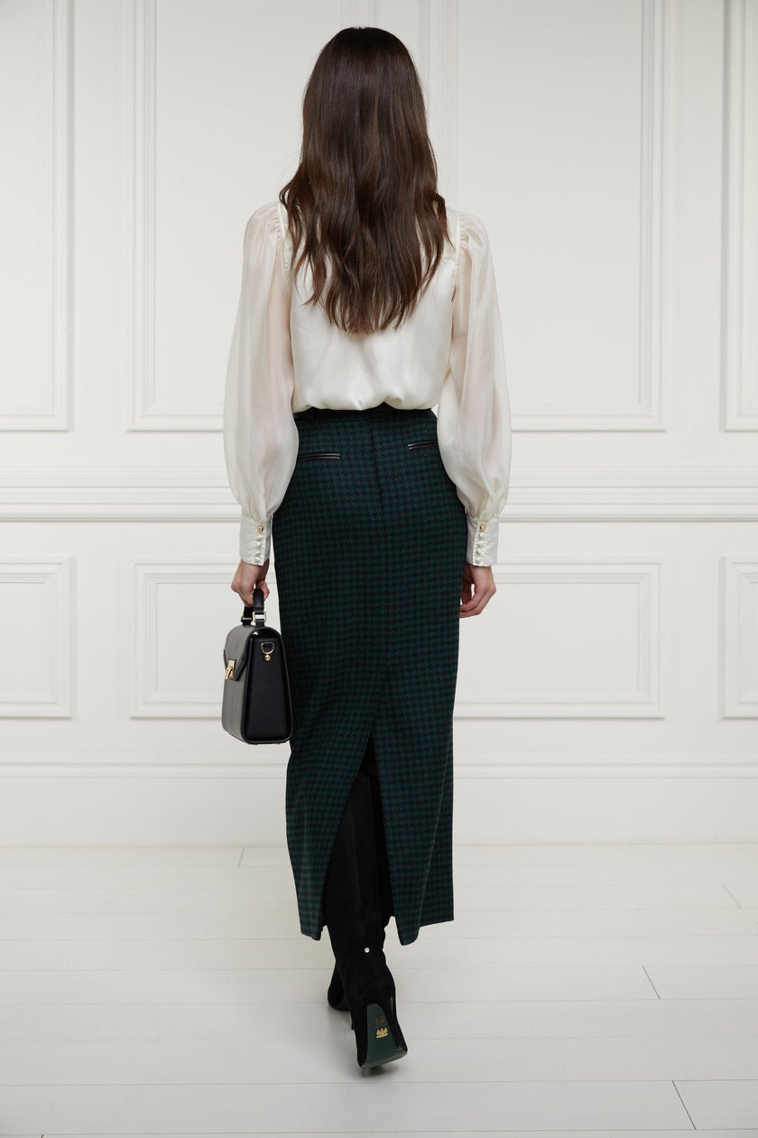 Knightsbridge Maxi Skirt (Emerald Houndstooth)