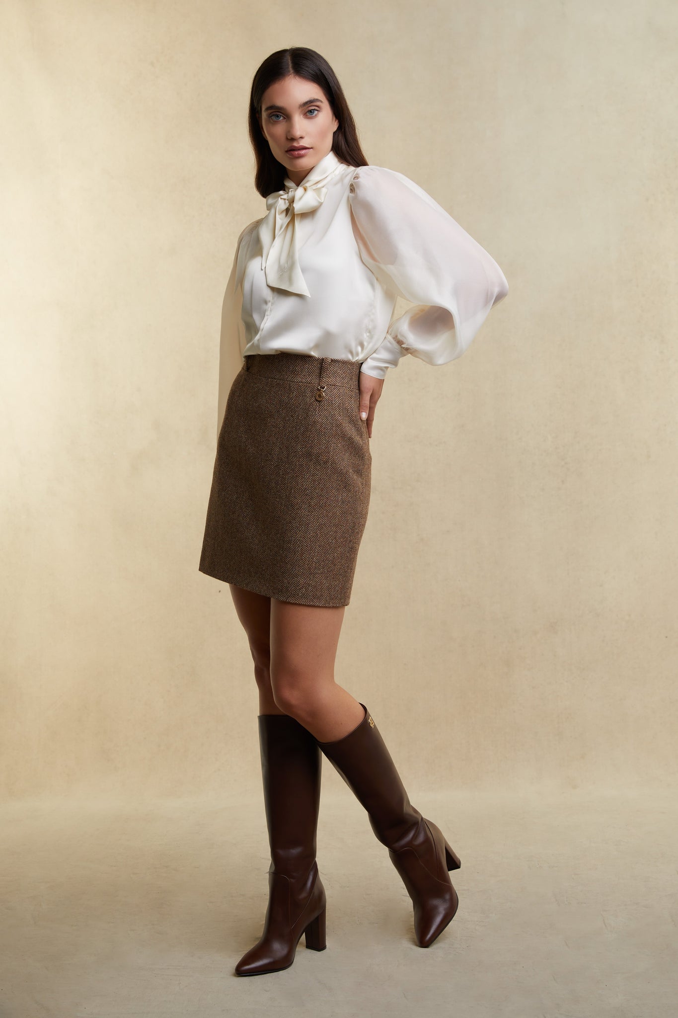 Regency Skirt (Large Scale Brown Herringbone)