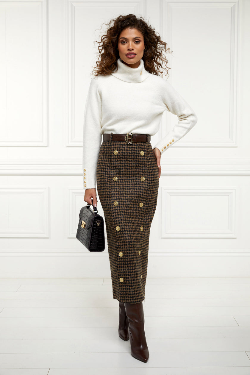 Knightsbridge Maxi Skirt (Chocolate Houndstooth)