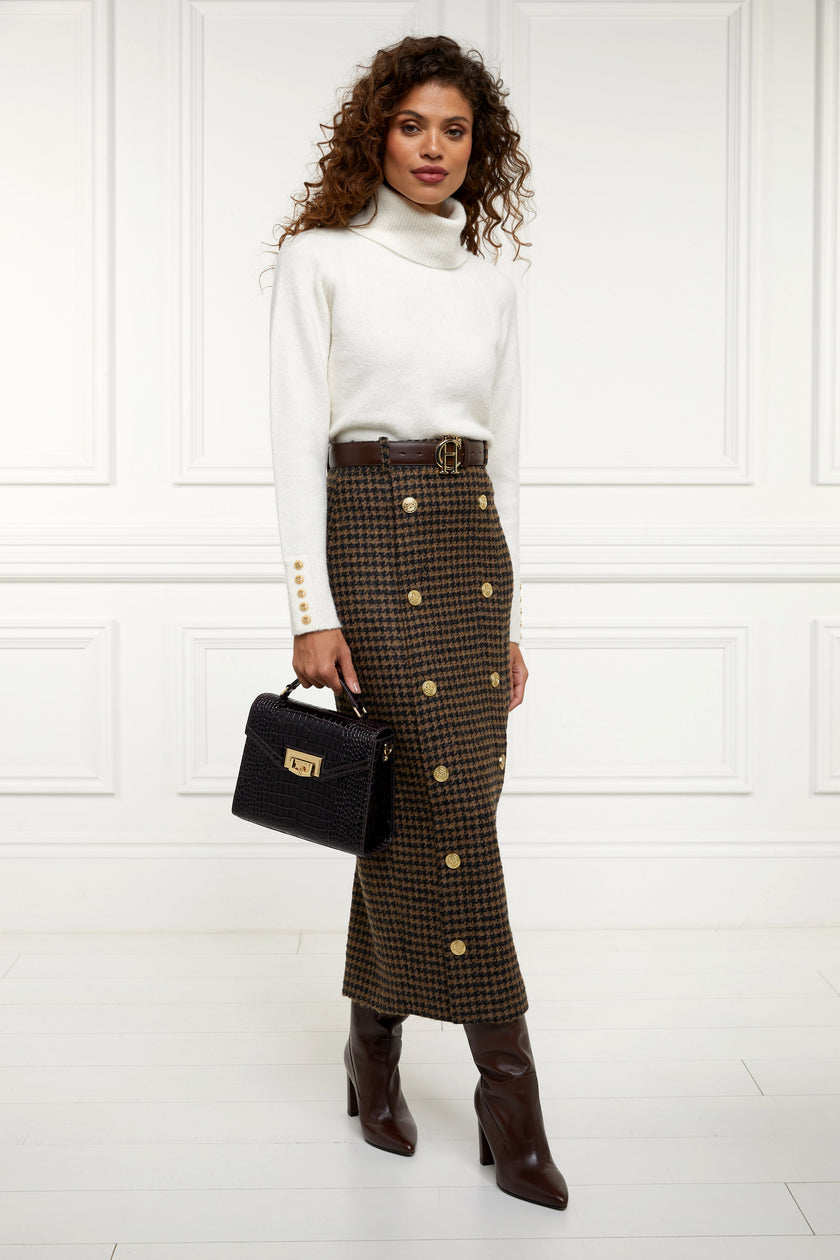 Knightsbridge Maxi Skirt (Chocolate Houndstooth)