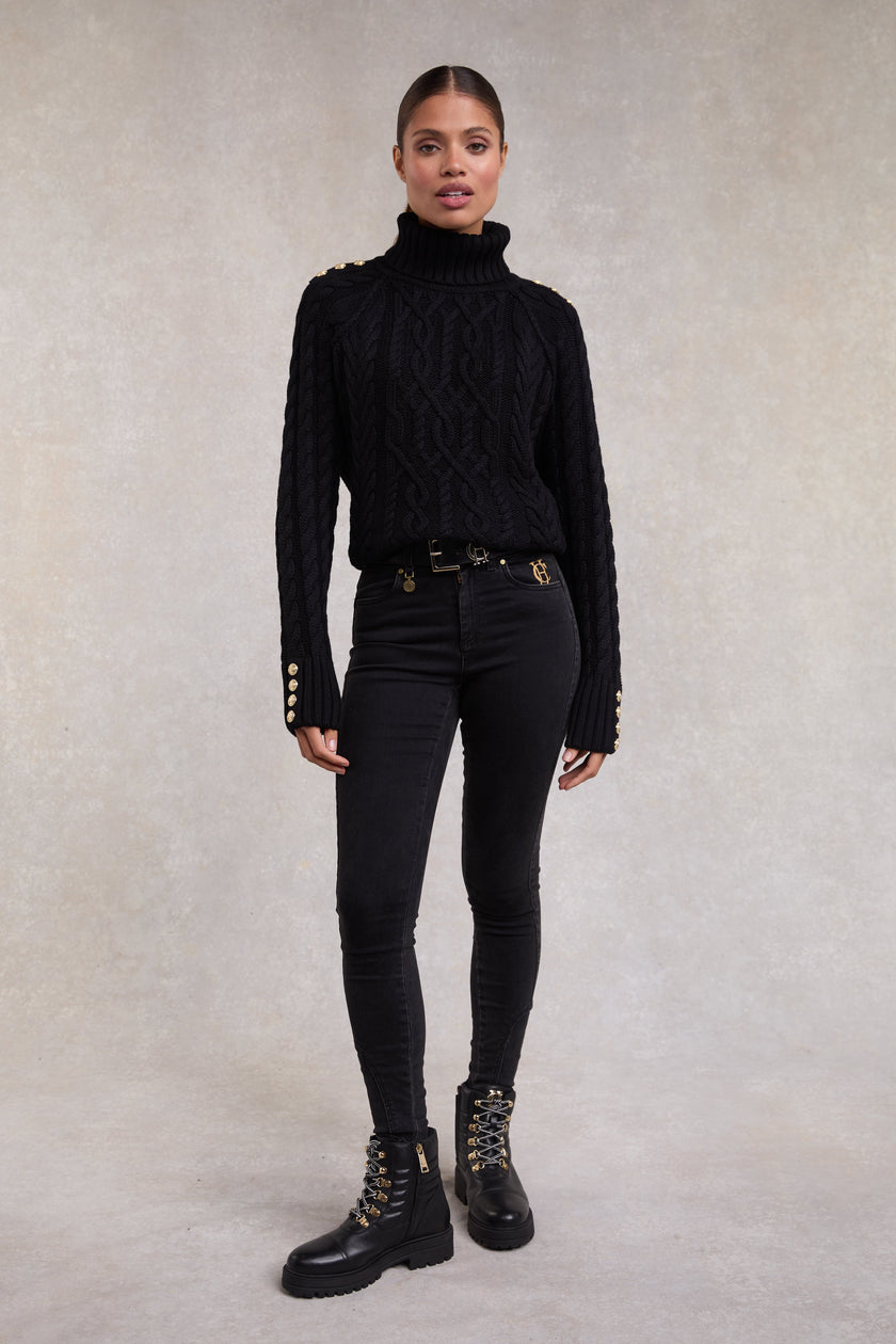 Corded Roll Neck Knit (Black)