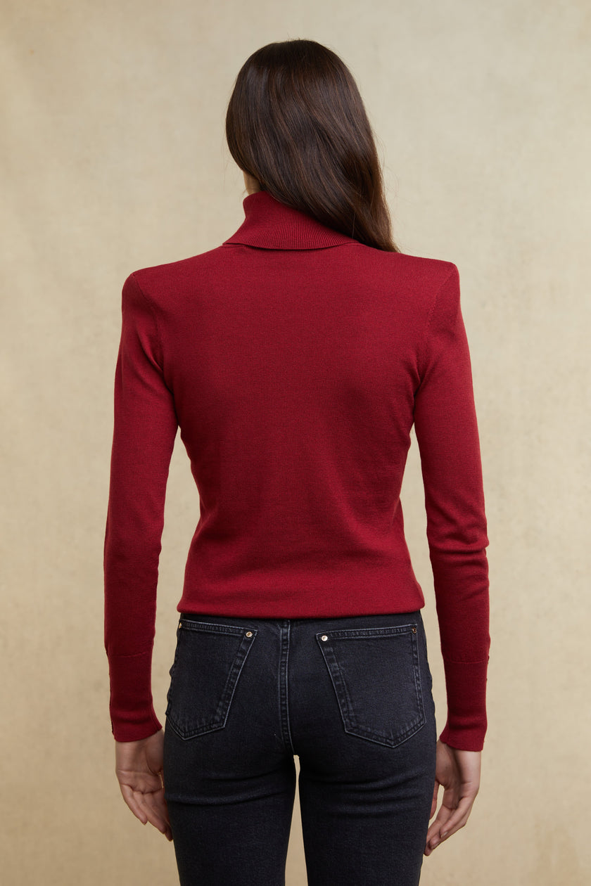 Victoria Cashmere Roll Neck (Berry)