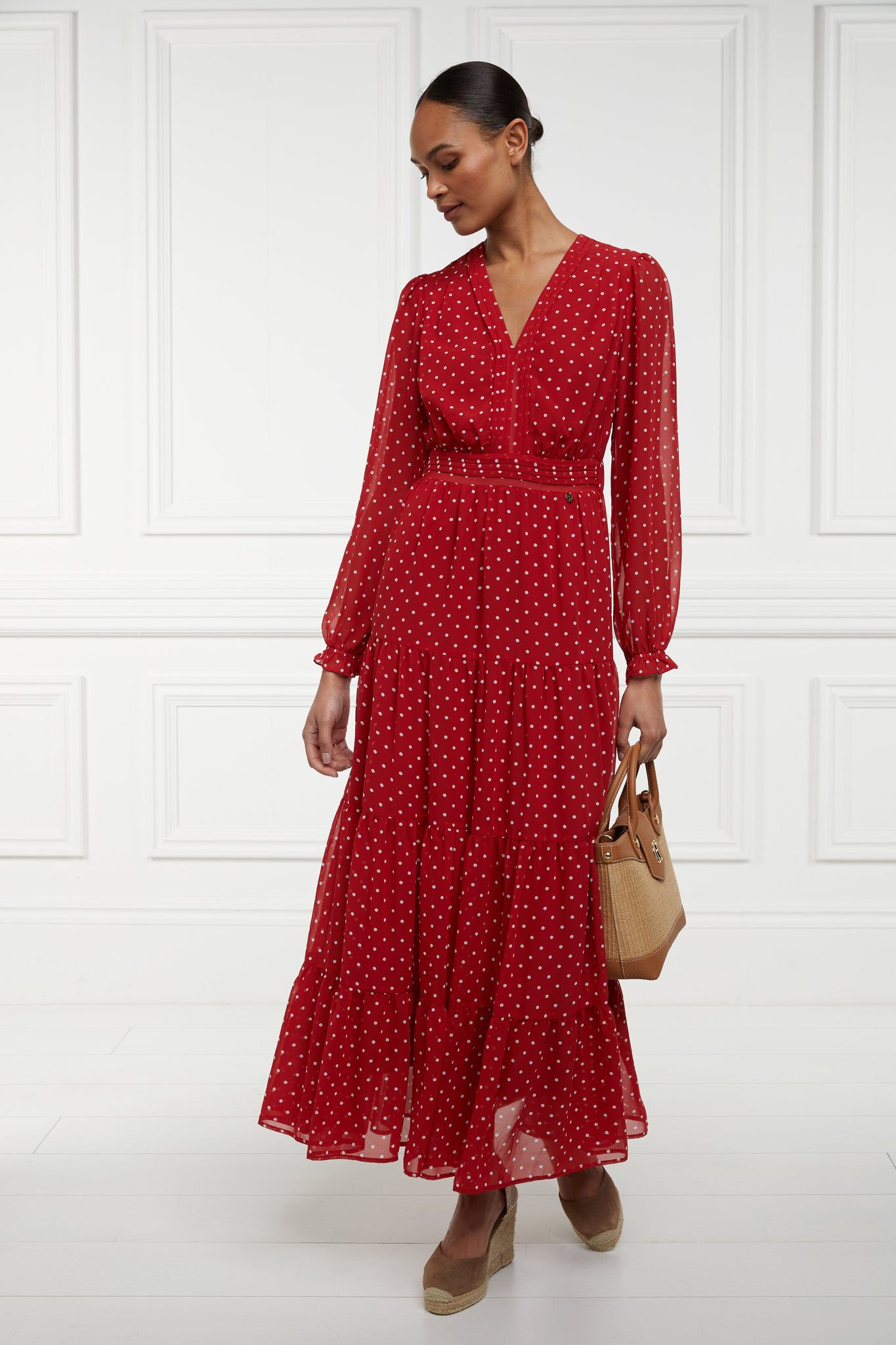 Bella Tiered Maxi Dress (Red White Polka Dot)