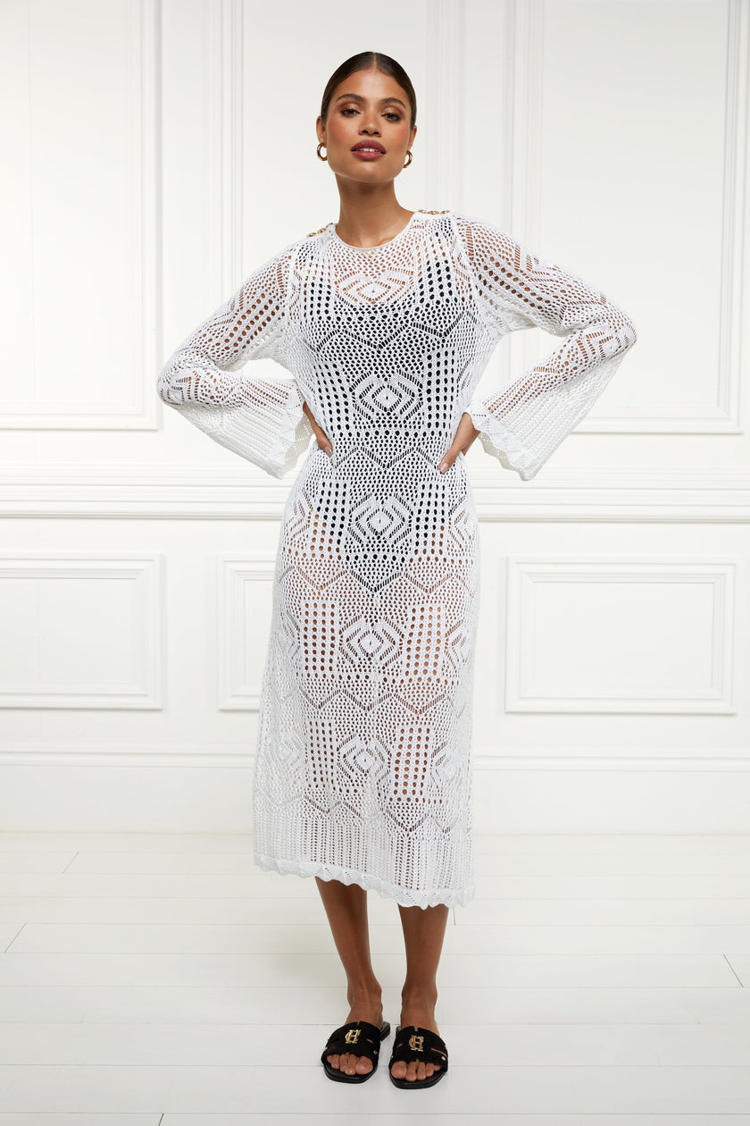 Crochet Beach Dress (White)