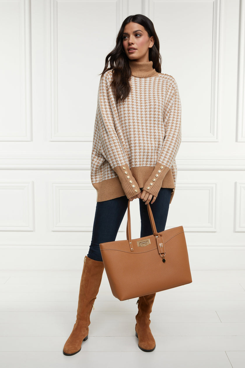 Kingsbury Cape Knit (Camel Houndstooth)