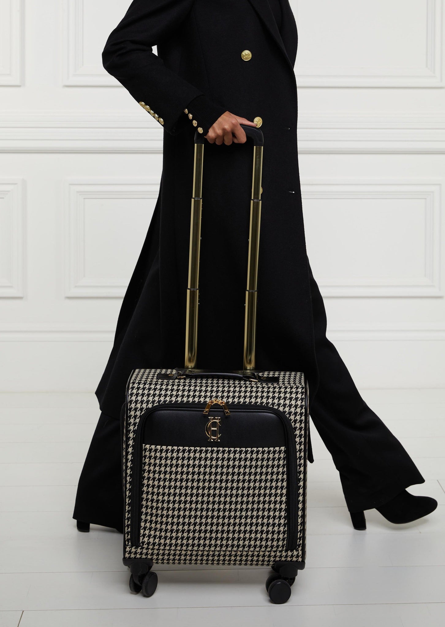 Knightsbridge Small Suitcase (Ecru Houndstooth)