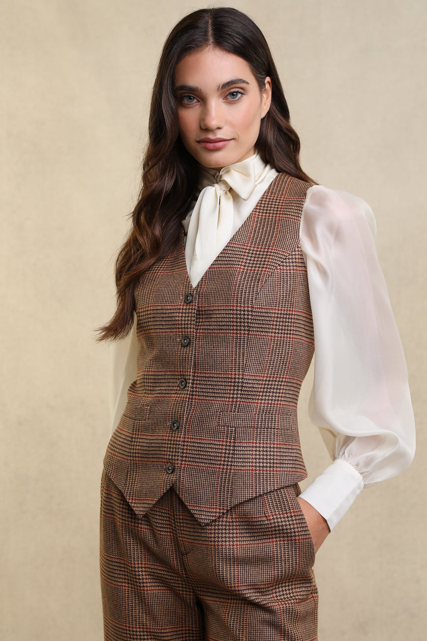 Hampton Waistcoat (Clarence Check Merlot)