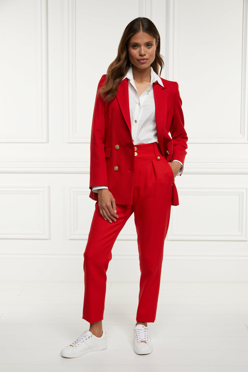 High Waisted Peg Trouser (Red Barathea)