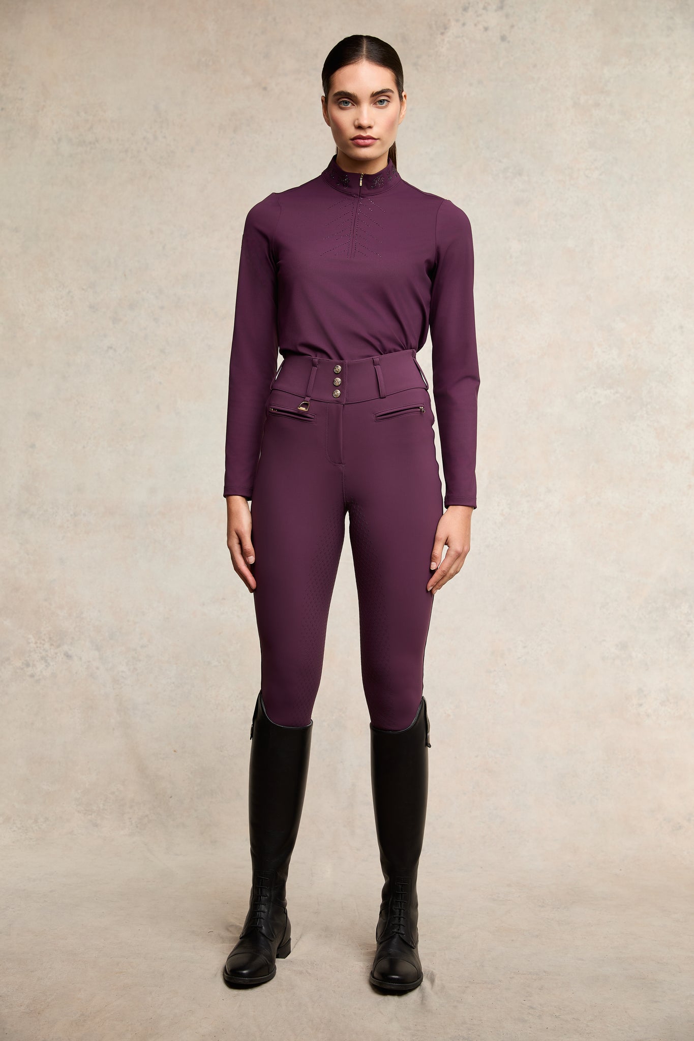 Premium High Rise Breeches (Aubergine)