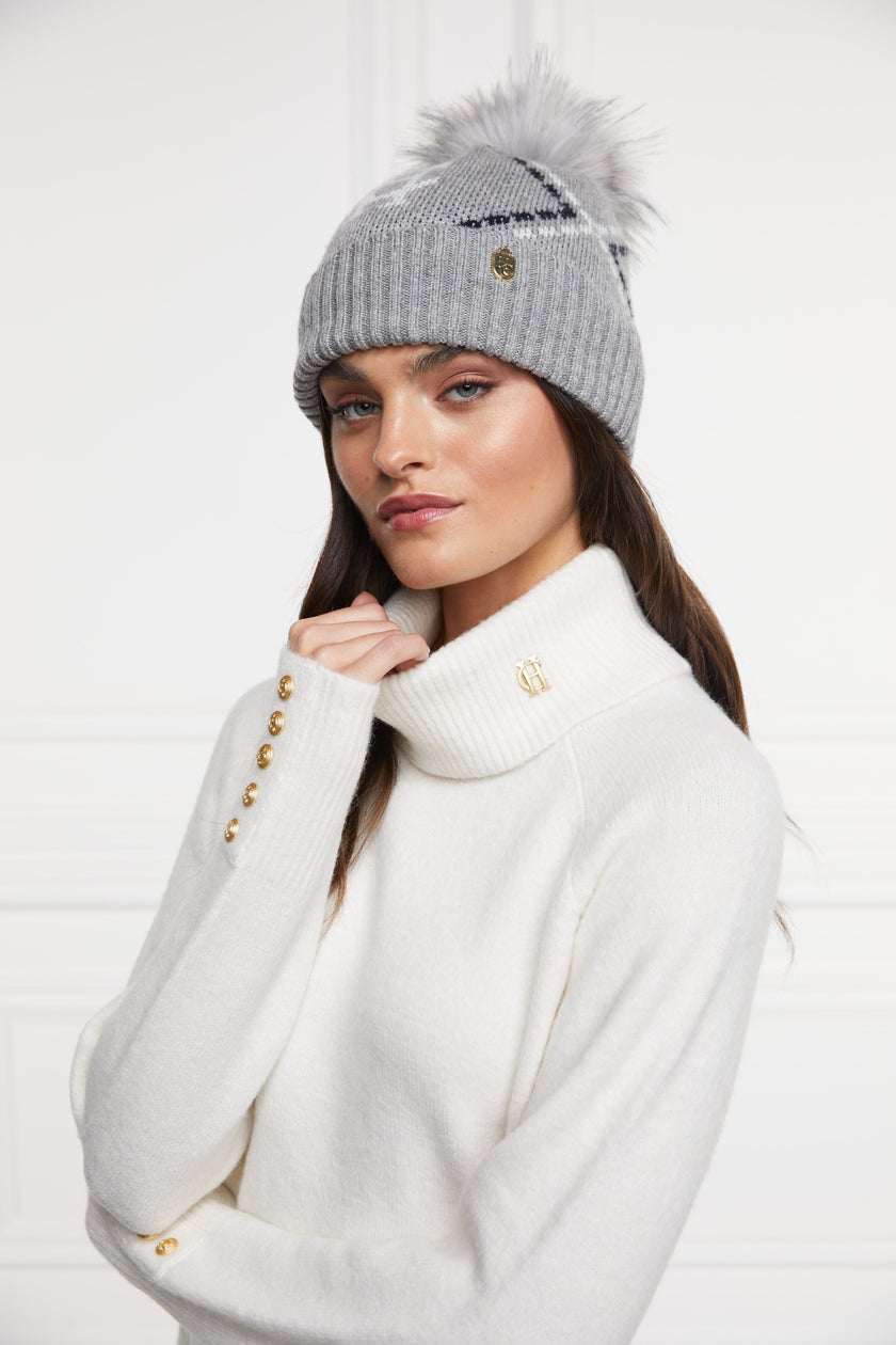 Monogram Bobble Hat (Grey Marl)