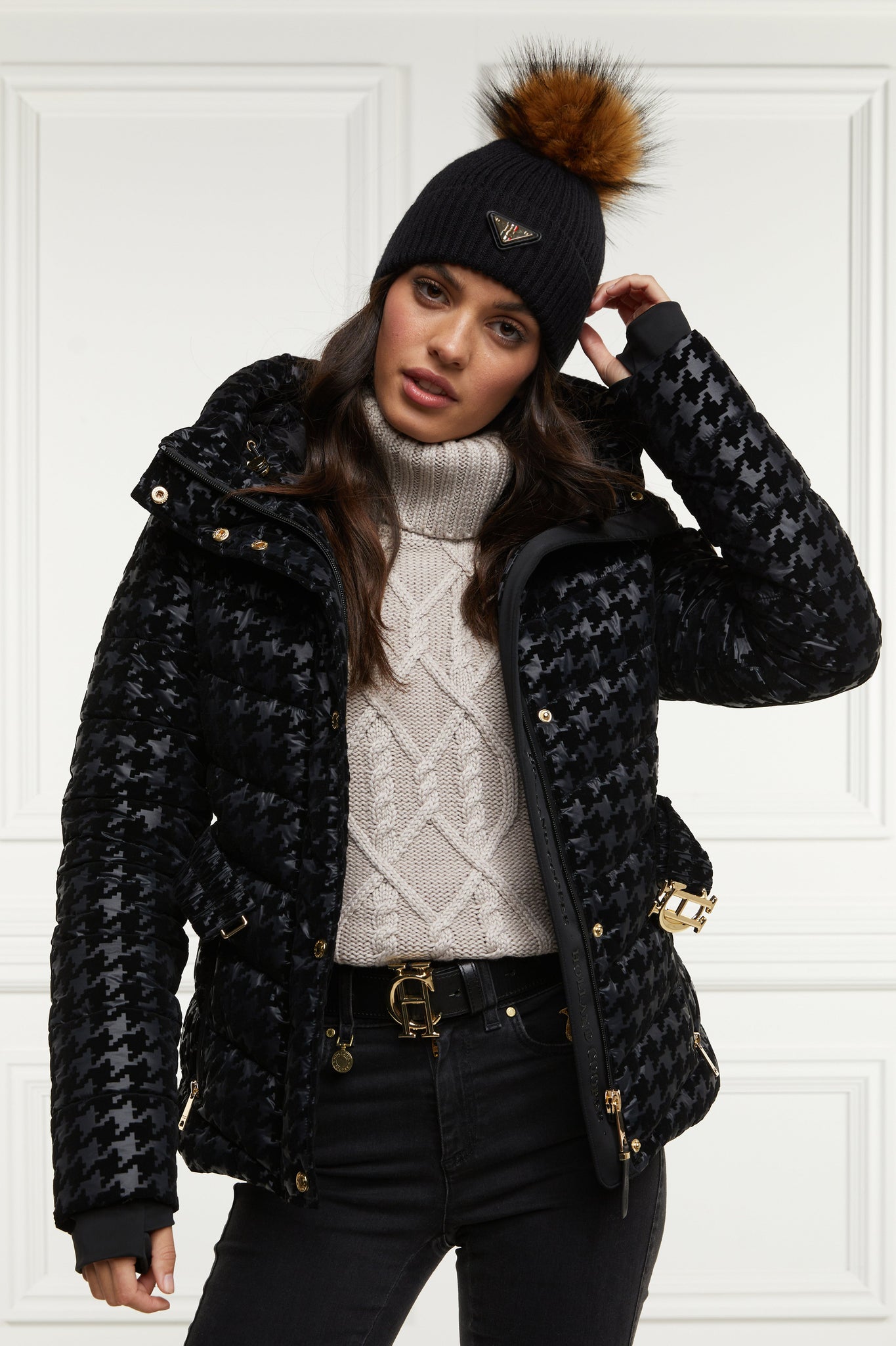 Vermont Puffer Jacket (Mono Houndstooth)