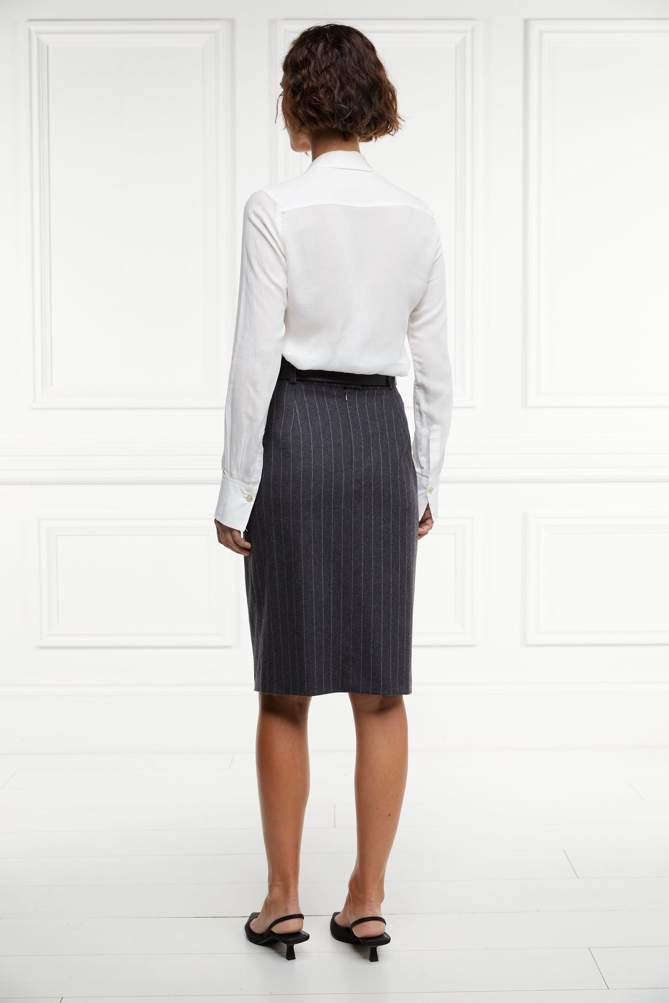 Mayfair Pencil Skirt (Charcoal Pinstripe)