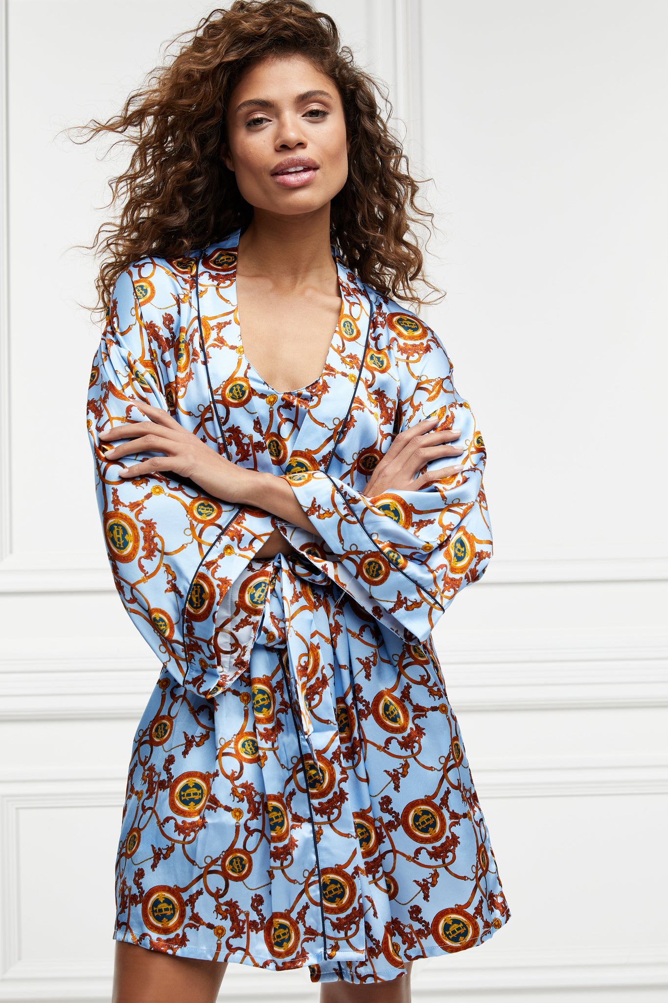 Silk Dressing Gown (Sky Blue)