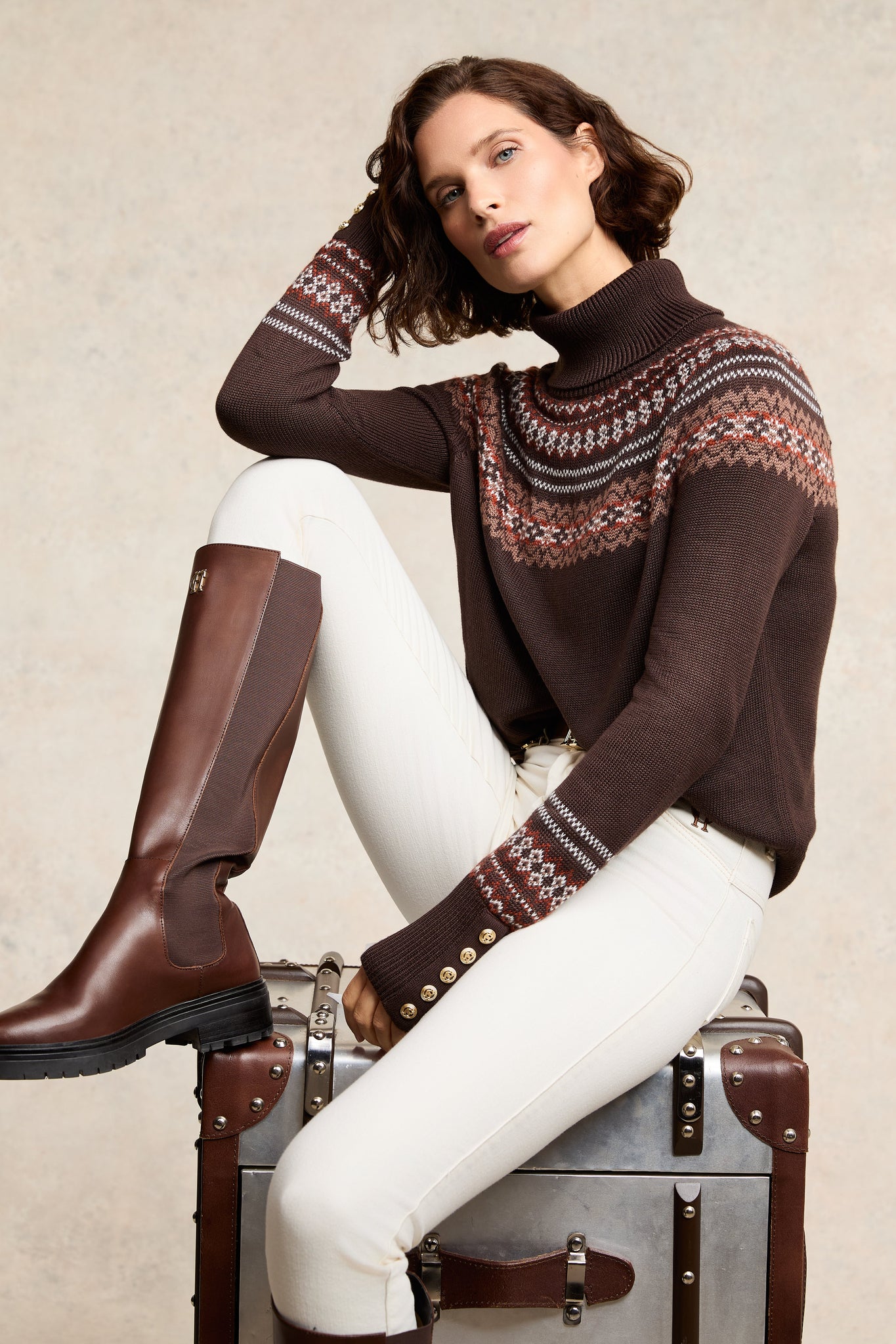 Whistler Roll Neck Knit (Chocolate)