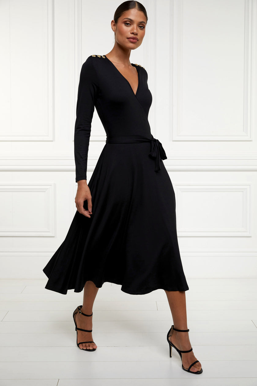 Juliette Midi Wrap Dress (Black)