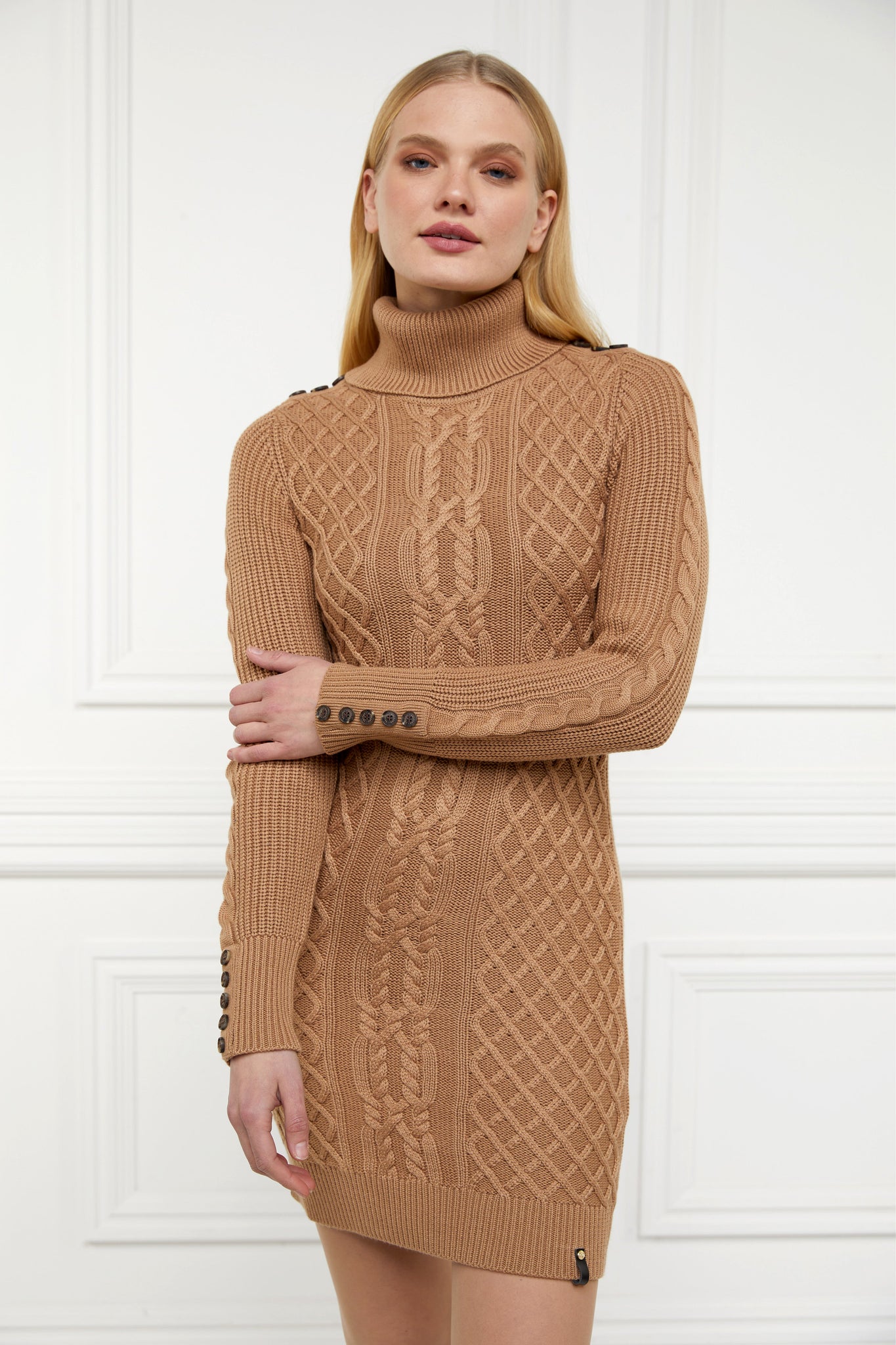 Country Roll Neck Dress (Caramel)