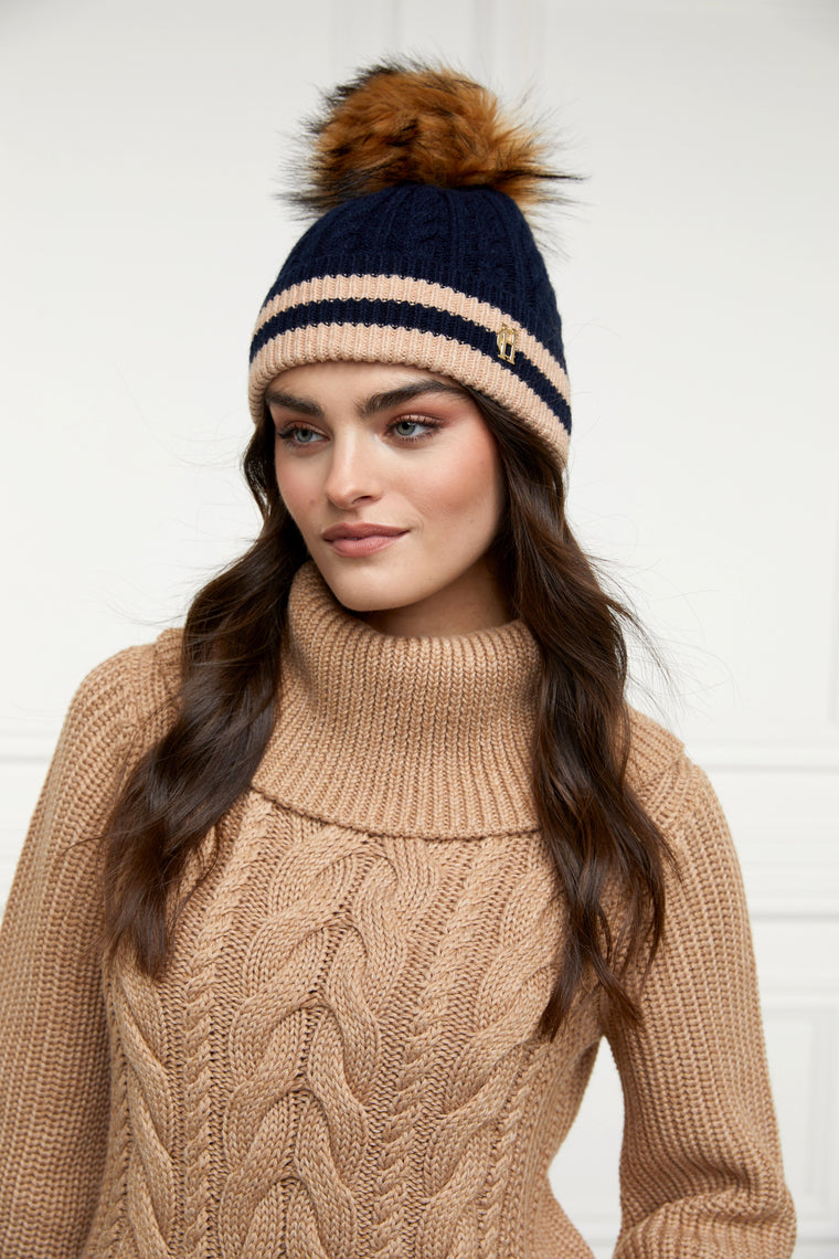 Zoe Bobble Hat (Ink Navy Stripe)