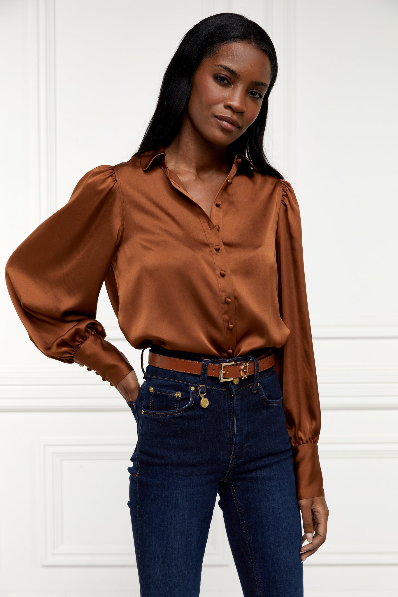 Isla Satin Shirt (Copper)