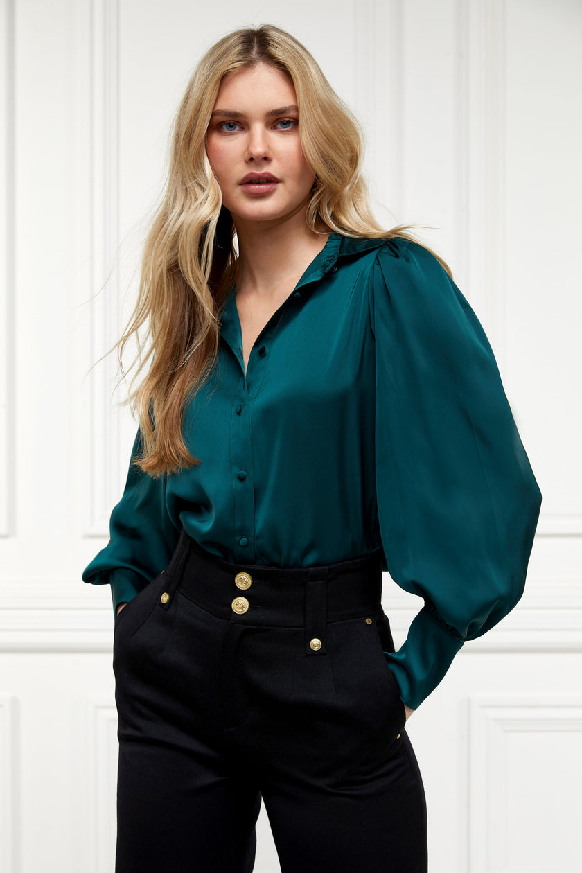 Isla Satin Shirt (Emerald)