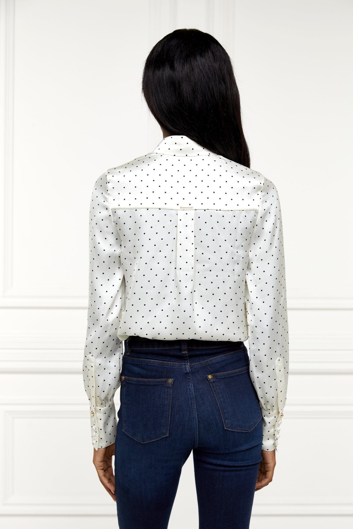 Penny Satin Shirt (Cream Polka Dot)