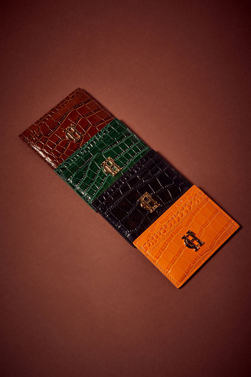 Chelsea Card Holder (Orange Croc)