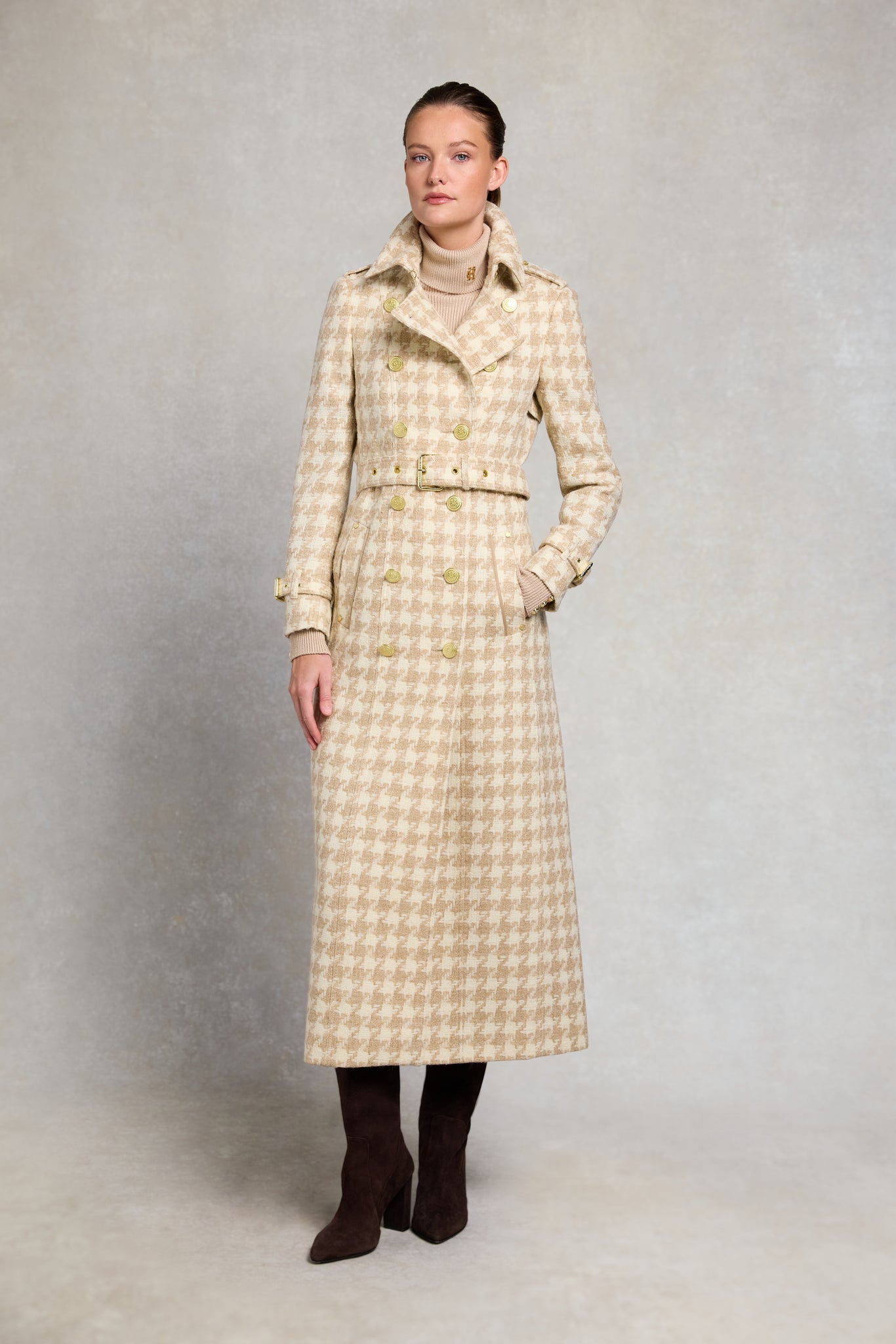 Full Length Marlborough Trench Coat (Camel Houndstooth) – Holland