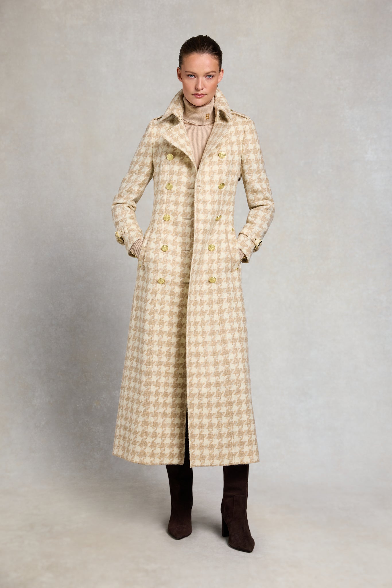 Full Length Marlborough Trench Coat (Camel Houndstooth) – Holland