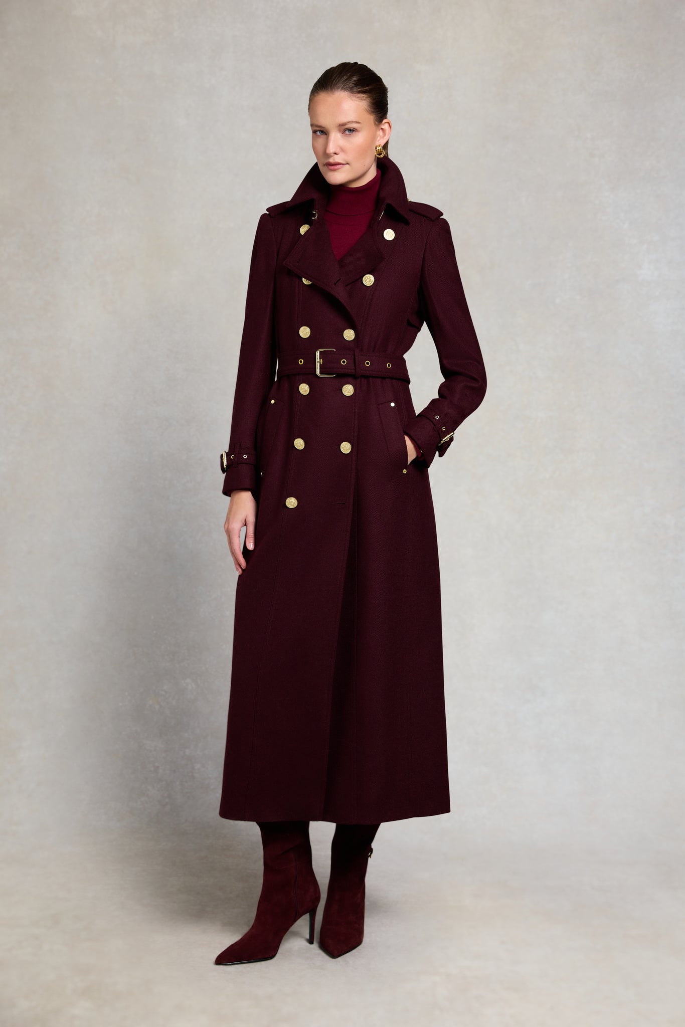 Full Length Marlborough Trench Coat (Chocolate Herringbone