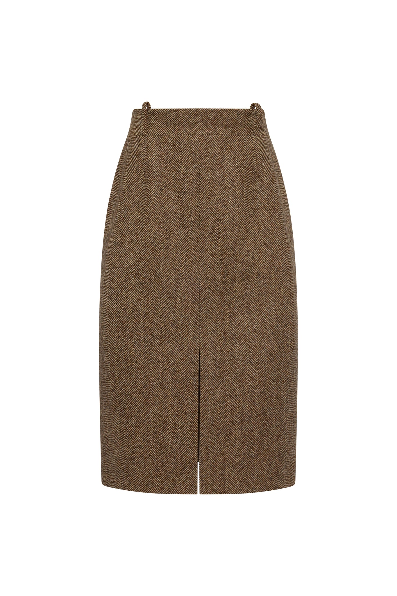 Mayfair Pencil Skirt (Large Scale Brown Herringbone)
